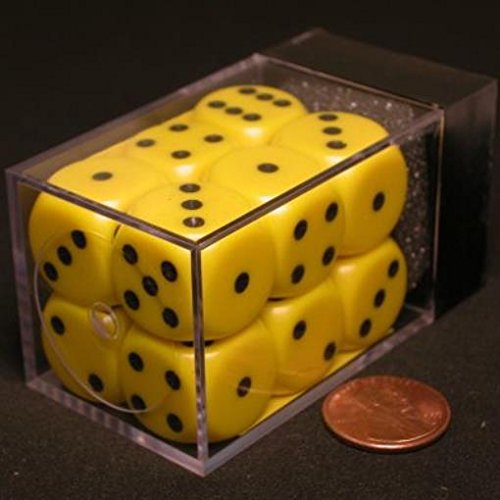 Chessex Opaque 16mm d6 Dice Block - Yellow/Black (12 Dice) (CHX25602)