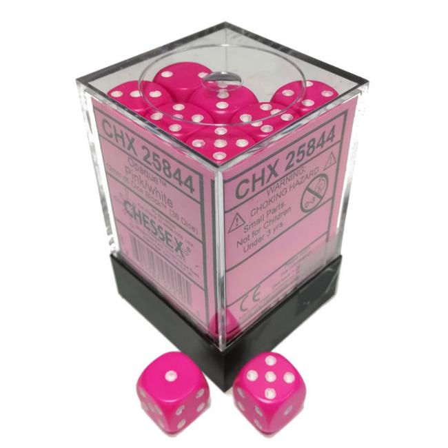 Chessex Opaque 12mm d6 Dice Block - Pink/White (36 Dice) (CHX25844)