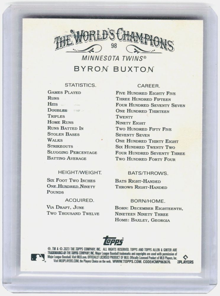 Byron Buxton 2023 Topps Allen & Ginter #98