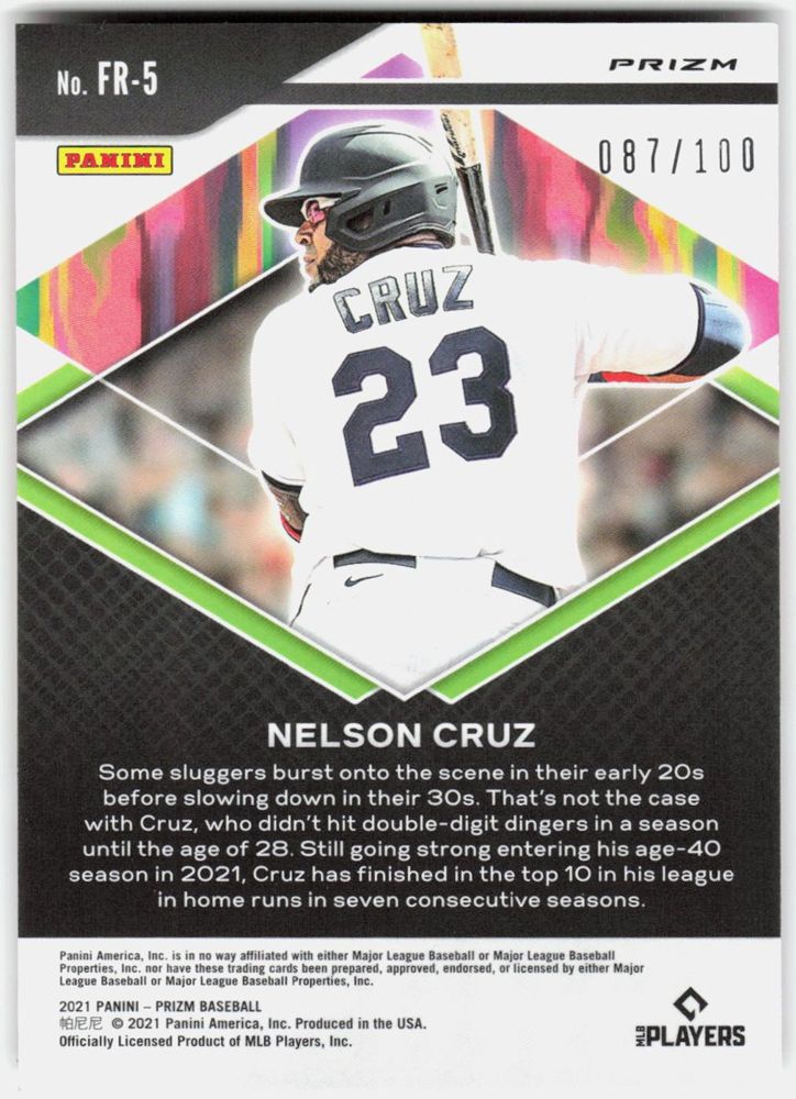 Nelson Cruz 2021 Panini Prizm Fearless #FR-5 (/100)