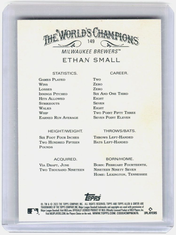 Ethan Small 2023 Topps Allen & Ginter Rookie #149