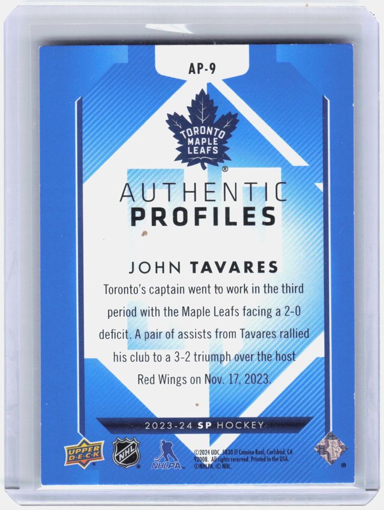 John Tavares 2023-24 SP Authentic Profiles #AP-9