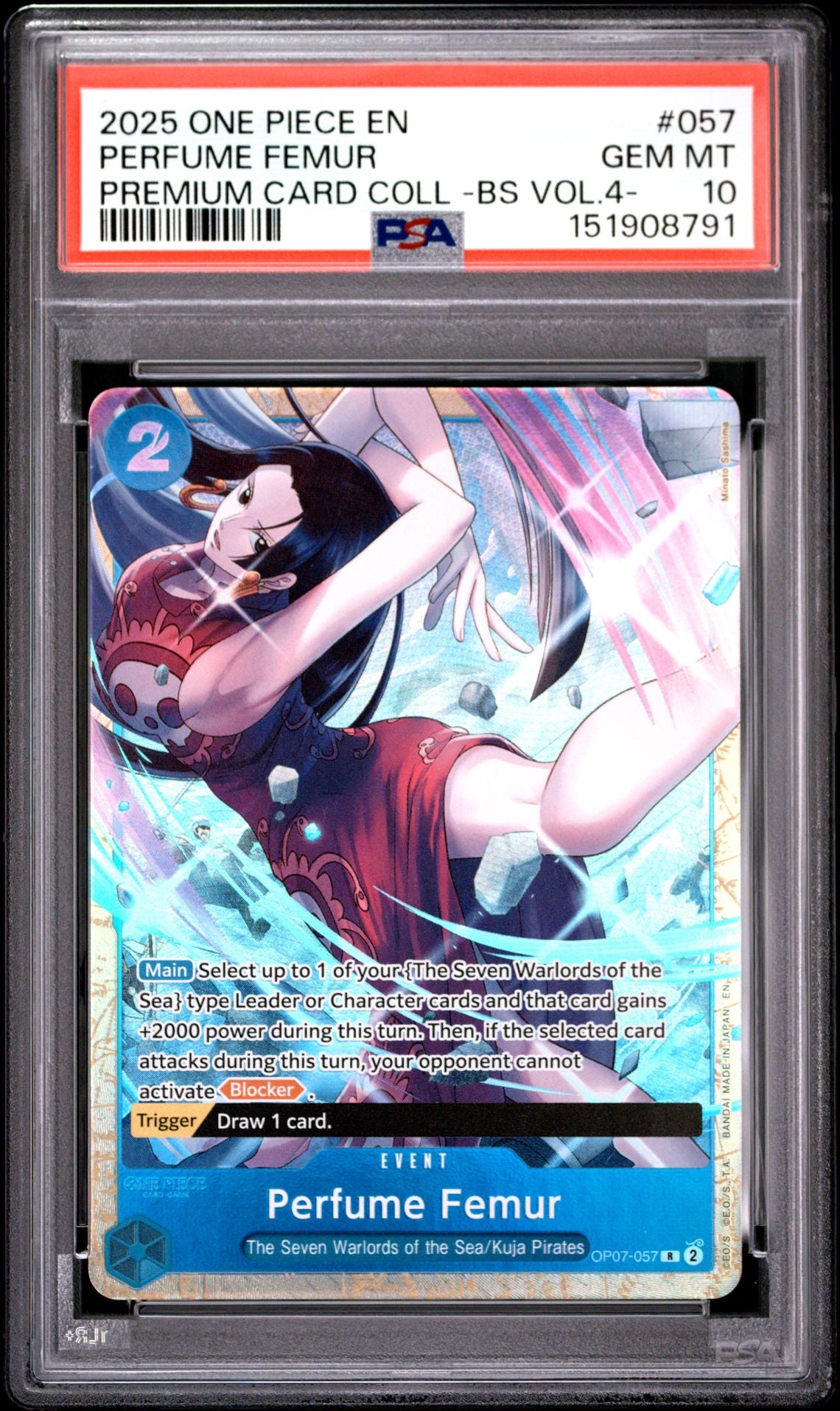 Official PSA cert photo - Perfume Femur Best Selection Vol. 4 OP07-057 One Piece PSA 10 EN