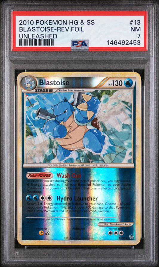 Blastoise 13/95 Reverse Holo Unleashed PSA 7 slab front