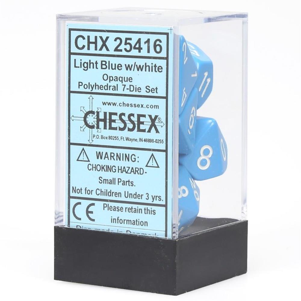 Chessex Opaque Polyhedral 7-Die Set - Light Blue/White (CHX25416)
