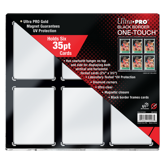 Ultra Pro One-Touch 35pt 6-Card Black Border UV Magnetic Holder