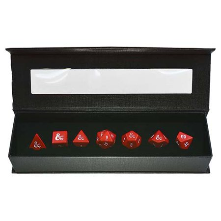 Ultra Pro Dungeons & Dragons Heavy Metal 7 RPG Dice Set - Red and White