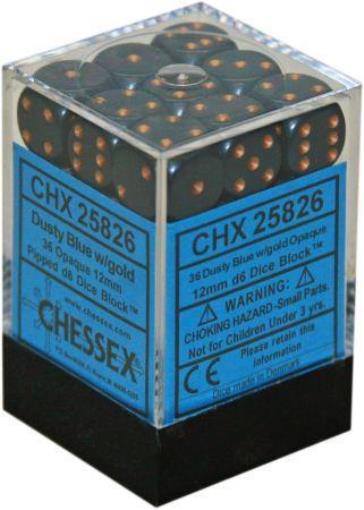 Chessex Opaque 12mm d6 Dice Block - Dusty Blue/Copper (36 Dice) (CHX25826)