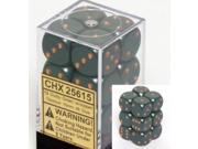 Chessex Opaque 16mm d6 Dice Block - Dusty Green/Copper (12 Dice) (CHX25625)
