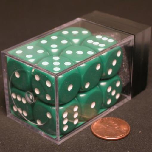 Chessex Opaque 16mm d6 Dice Block - Green/White (12 Dice) (CHX25605)