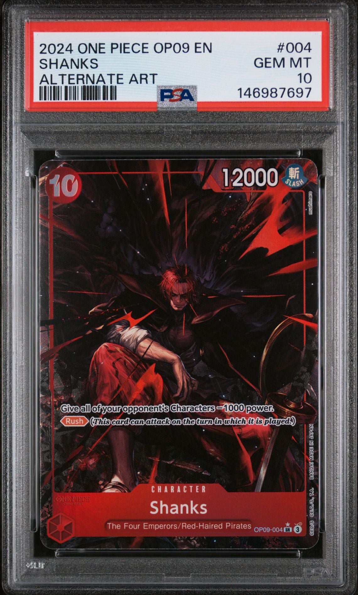 Shanks OP09-004 Alternate Art Leader PSA 10 slab front