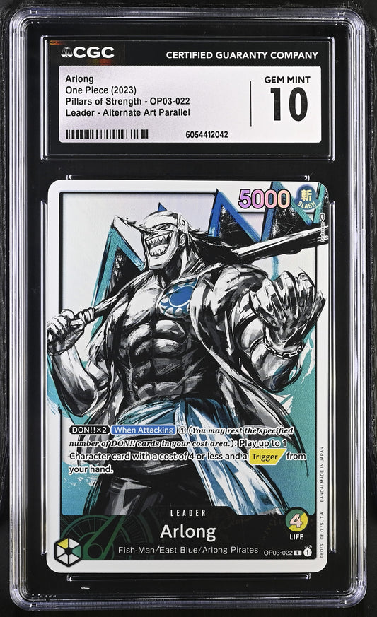 Official CGC cert photo (front) - Arlong OP03-022 Alt Art Leader CGC 10 - cert 6054412042