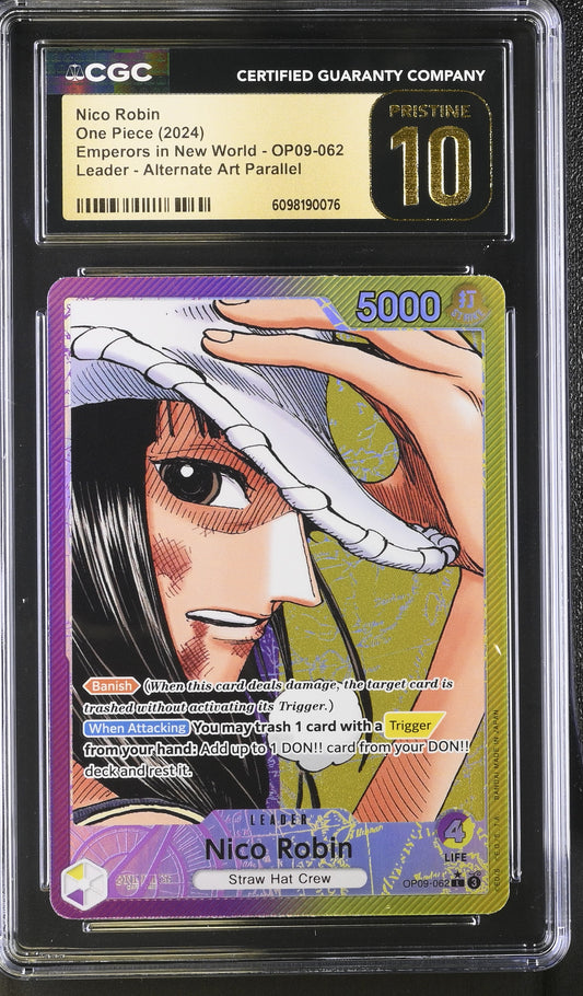 Official CGC cert photo (front) - Nico Robin OP09-062 Leader Alt Art CGC 10 Pristine - cert 6098190076