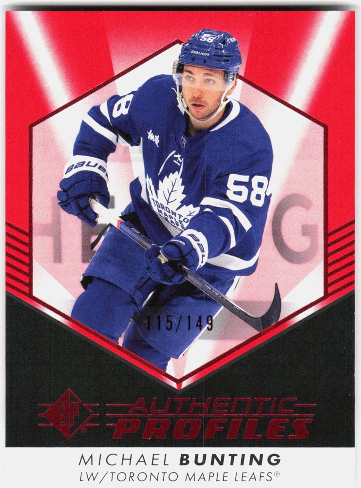 Michael Bunting 2022-23 SP Authentic Profiles Red #AP-14 (/149)