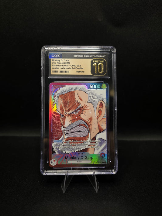 Monkey D. Garp OP02-002 - Alpha Pre-Errata - Alt Art Leader CGC 10 Pristine