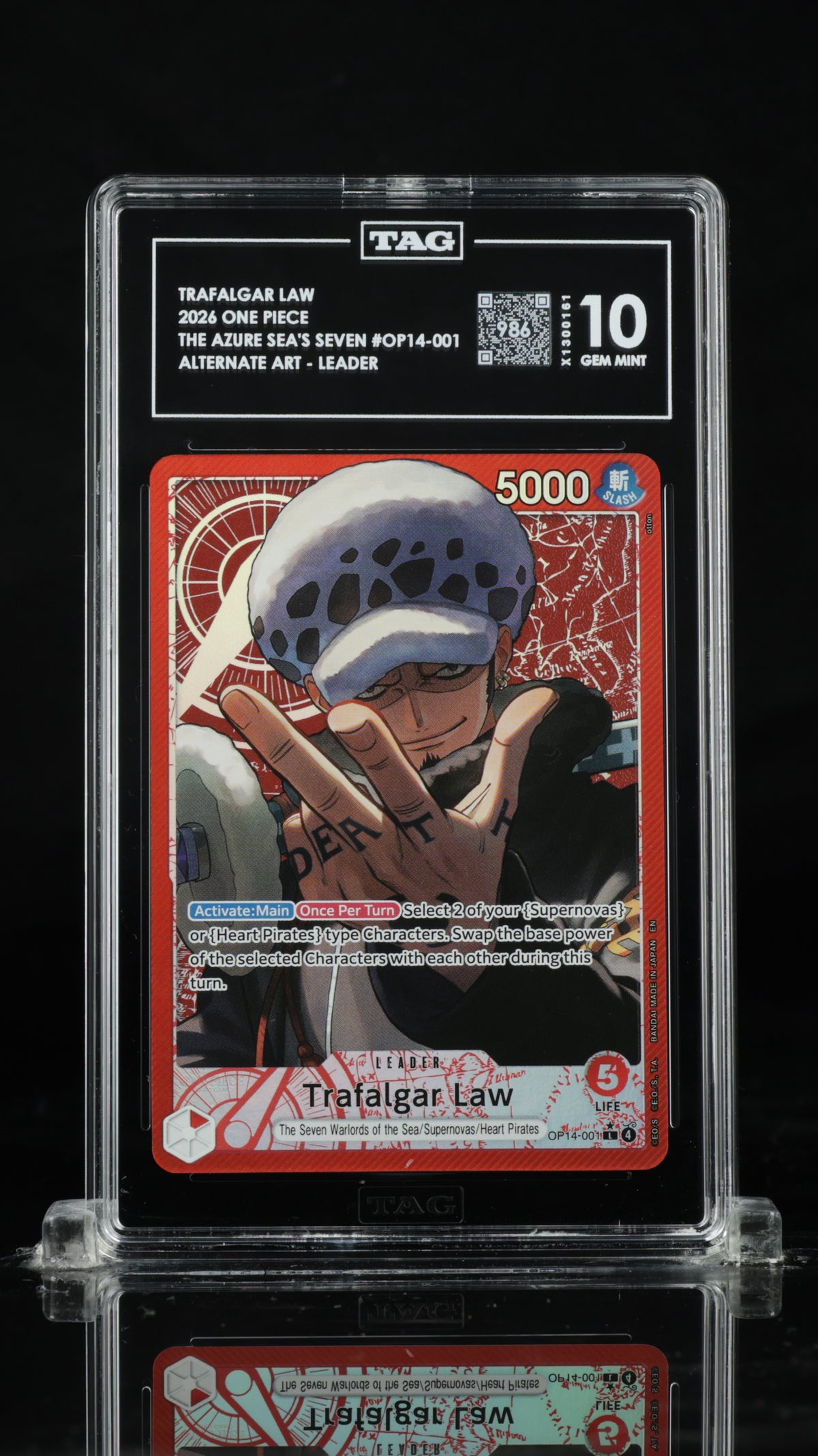 Official TAG cert photo - TRAFALGAR LAW - ALT ART - THE AZURE SEA'S SEVEN OP14-001 TAG 10