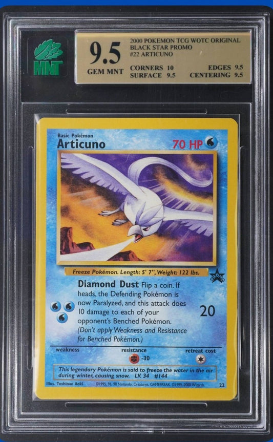Articuno 22 Black Star Promo Aoki Error 2000 Pokemon Nintendo Wizards MNT 9.5 - front