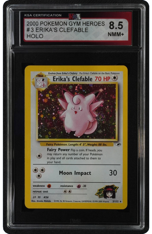 Erika's Clefable Gym Heroes KSA 8.5 slab front, cert 60790560