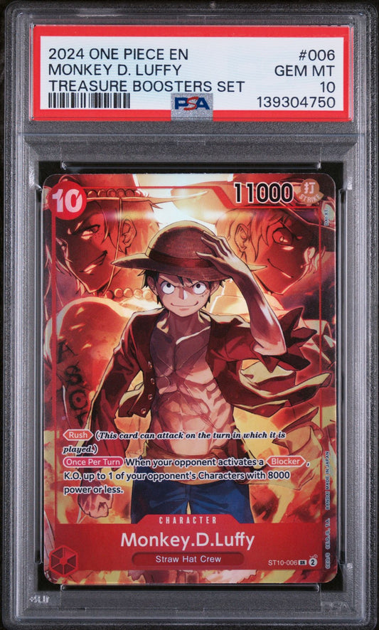 Monkey D. Luffy Treasure Boosters Set Promo PSA 10 slab front