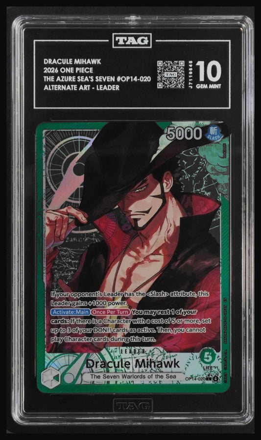 Dracule Mihawk OP14-020 alt art leader TAG 10 - front