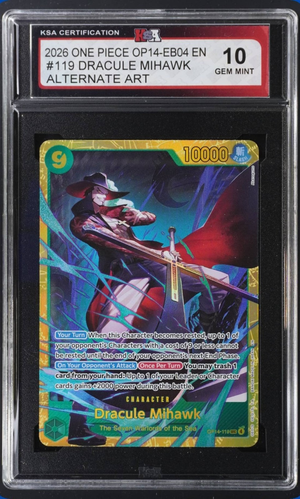 Dracule Mihawk Alternate Art One Piece OP14-EB04 #119 KSA 10 - front
