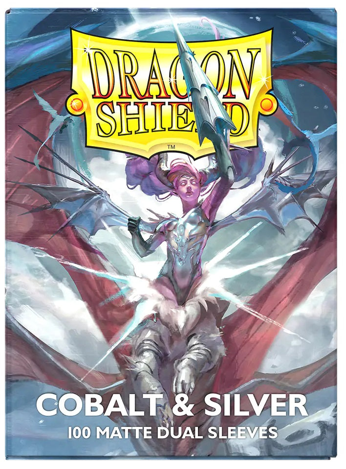 Dragon Shield Dual Matte Sleeves – Cobalt & Silver (100ct)