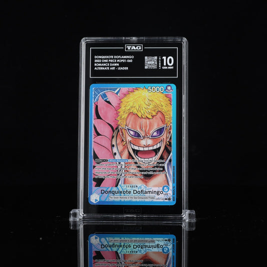 Donquixote Doflamingo OP01-060 Alt Art Leader TAG 10 slab front