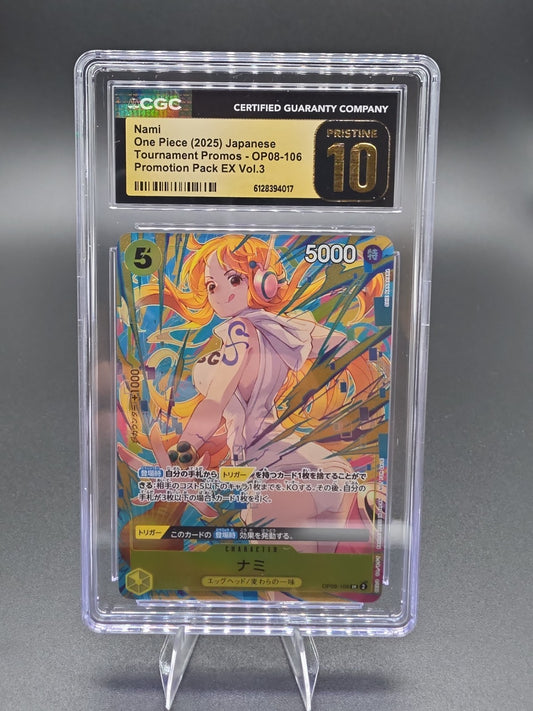 Nami OP08-106 JPN Tournament Promos EX Vol 3 CGC 10 Pristine slab front