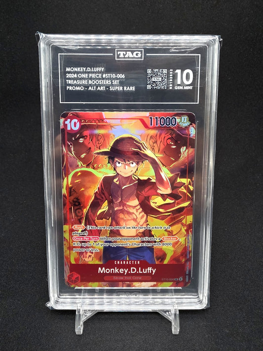 Monkey D. Luffy ST10-006 Treasure Booster Set Alt Art SR TAG 10 slab front
