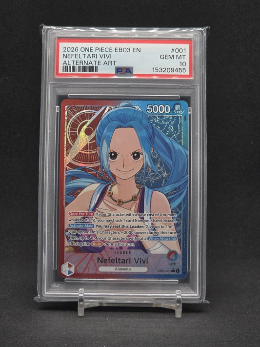 One Piece Nefeltari Vivi EB03-001 Leader Alt Art EN PSA 10 - actual photo