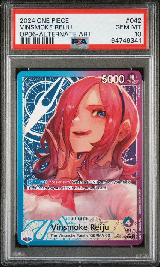 Vinsmoke Reiju Alternate Art OP06-042 PSA 10 slab front